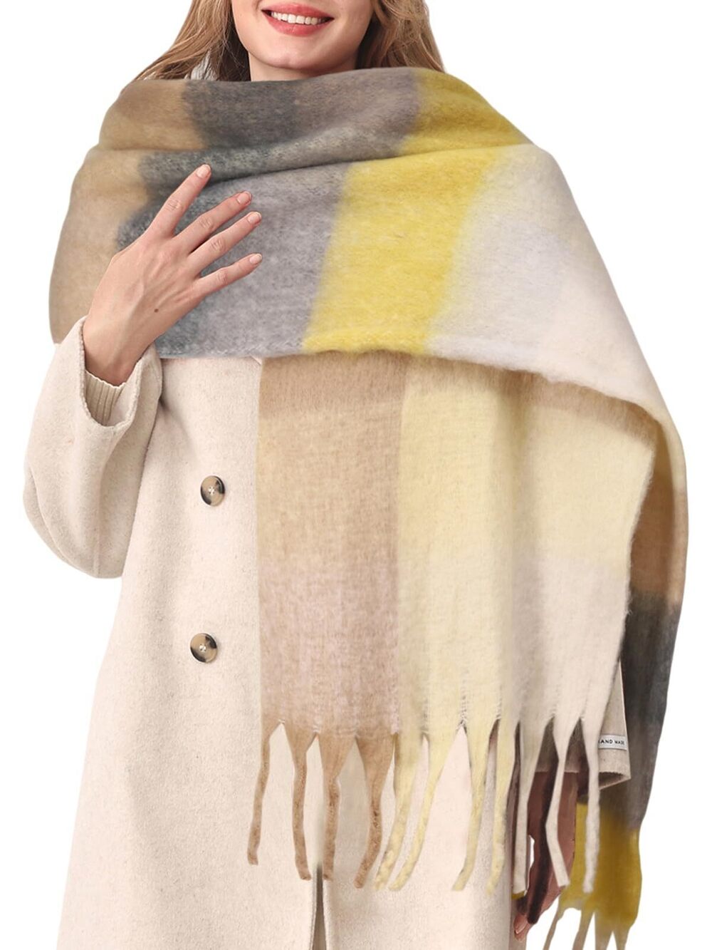 4883 Large Scarf Colorful Chunky Plaid Scarves Soft Winter Thick Tassel